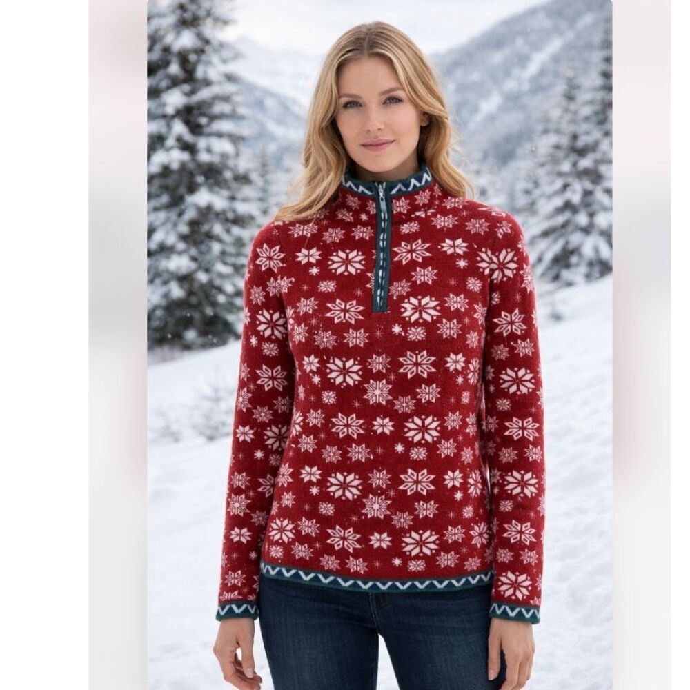 Neve Jane 1/4 Zip Pullover Merino Wool Sweater in Tango M NWOT - Picture 2 of 13